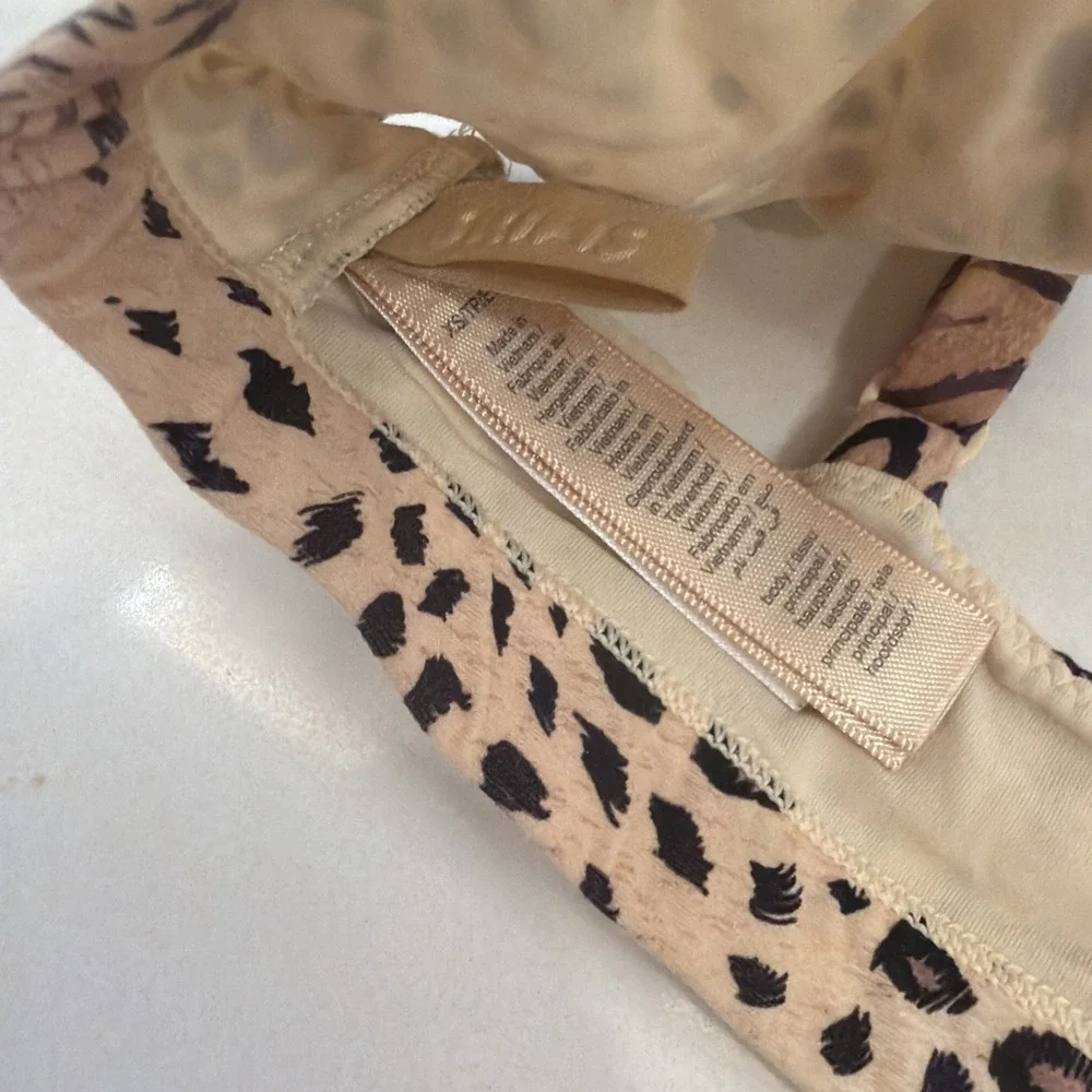 Skims Fits Everybody Triangle Bralette - Sienna Jaguar Print  NEW XS Black Brown - Picture 3 of 6